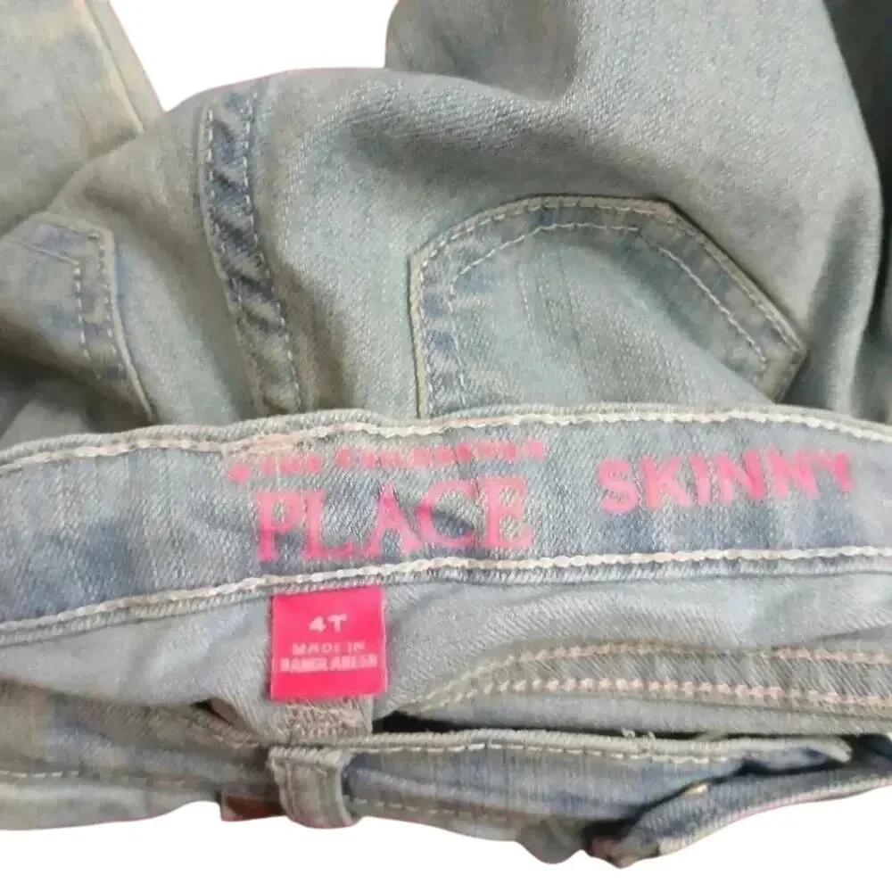 The Children's Place Light Blue Skinny‎ Jeans Adjustable Toddler Denim Girls 4T